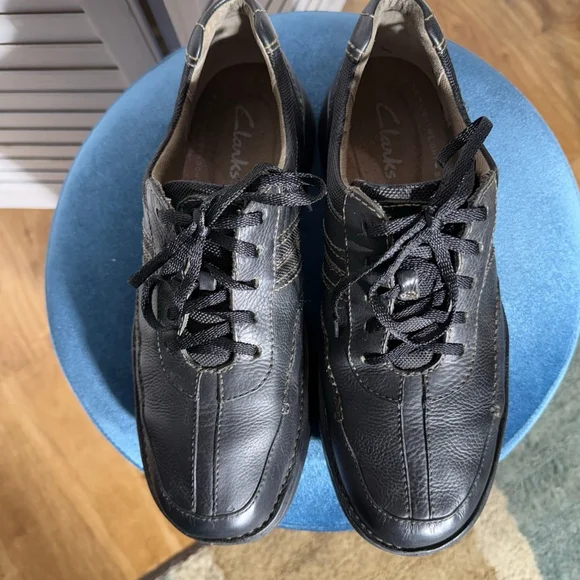 Clarks Mens Slone Lace Up Oxford Black Leather Shoes Size 10.5 - Picture 5 of 10